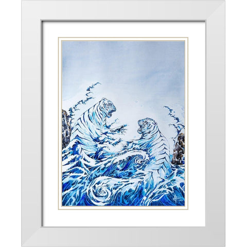 The Crashing Waves White Modern Wood Framed Art Print with Double Matting by Allante, Marc