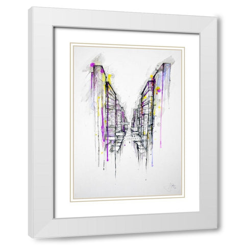 This City Sleeps White Modern Wood Framed Art Print with Double Matting by Allante, Marc