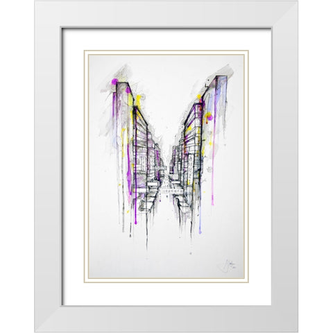 This City Sleeps White Modern Wood Framed Art Print with Double Matting by Allante, Marc