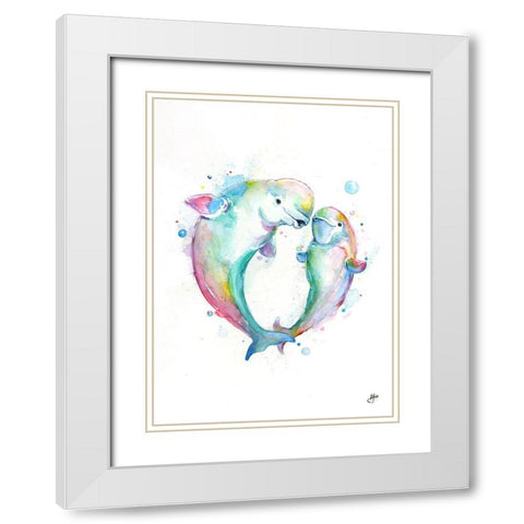 Bubbly Belugas White Modern Wood Framed Art Print with Double Matting by Allante, Marc