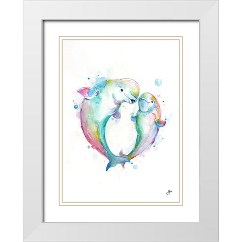 Bubbly Belugas White Modern Wood Framed Art Print with Double Matting by Allante, Marc