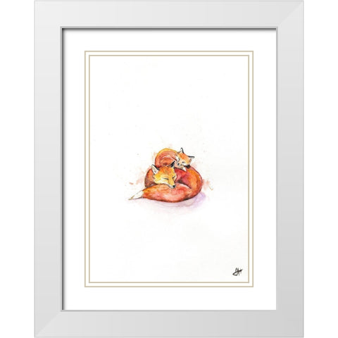 Foucaults Foxes White Modern Wood Framed Art Print with Double Matting by Allante, Marc