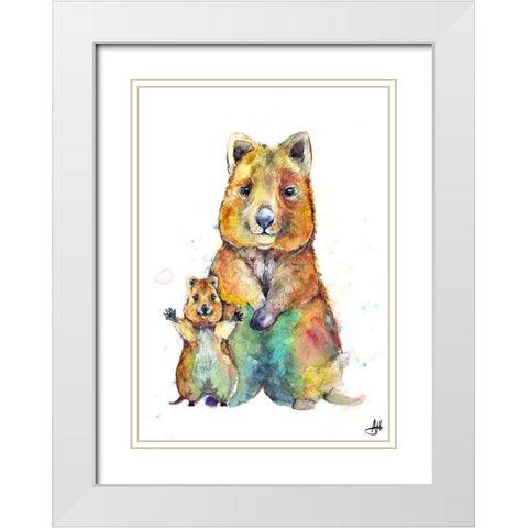Qwazy Quokkas White Modern Wood Framed Art Print with Double Matting by Allante, Marc