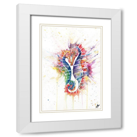 Sanguine Seahorses White Modern Wood Framed Art Print with Double Matting by Allante, Marc