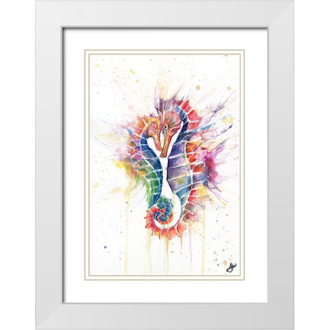 Sanguine Seahorses White Modern Wood Framed Art Print with Double Matting by Allante, Marc