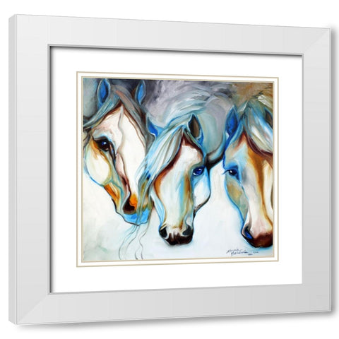 3 Nobles Equine Abstract White Modern Wood Framed Art Print with Double Matting by Baldwin, Marcia