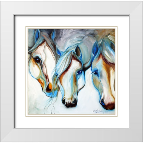 3 Nobles Equine Abstract White Modern Wood Framed Art Print with Double Matting by Baldwin, Marcia