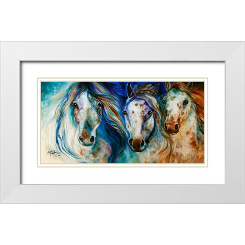 3 Wild Appaloosa Horses White Modern Wood Framed Art Print with Double Matting by Baldwin, Marcia