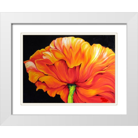 A Single Poppy White Modern Wood Framed Art Print with Double Matting by Baldwin, Marcia