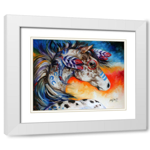 Appaloosa Indian War Horse White Modern Wood Framed Art Print with Double Matting by Baldwin, Marcia