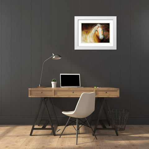 Autumn Breeze Equine White Modern Wood Framed Art Print with Double Matting by Baldwin, Marcia