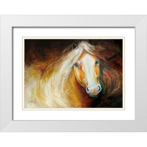 Autumn Breeze Equine White Modern Wood Framed Art Print with Double Matting by Baldwin, Marcia
