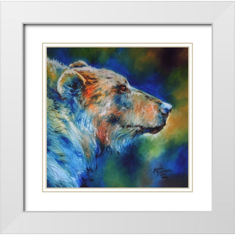 Bear Abstract White Modern Wood Framed Art Print with Double Matting by Baldwin, Marcia