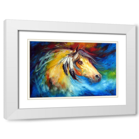 Blue Thunder War Pony White Modern Wood Framed Art Print with Double Matting by Baldwin, Marcia