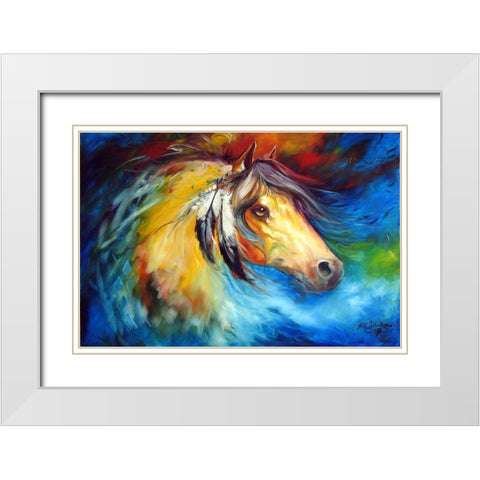Blue Thunder War Pony White Modern Wood Framed Art Print with Double Matting by Baldwin, Marcia