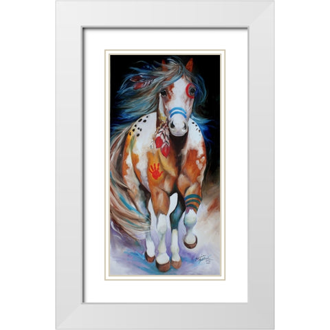 Brave The Indian War Horse White Modern Wood Framed Art Print with Double Matting by Baldwin, Marcia