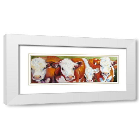 Fab Five Cows White Modern Wood Framed Art Print with Double Matting by Baldwin, Marcia