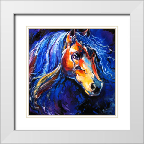 Friesian Night White Modern Wood Framed Art Print with Double Matting by Baldwin, Marcia