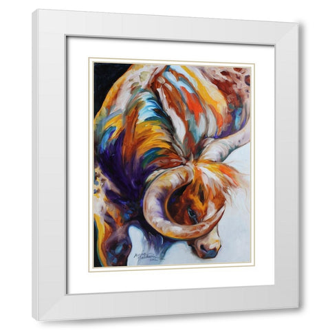Longhorn Abstract White Modern Wood Framed Art Print with Double Matting by Baldwin, Marcia