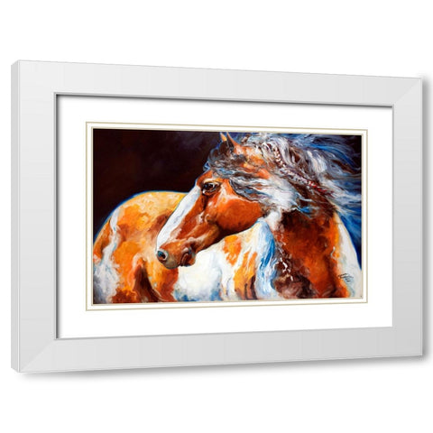 Mohican Indian War Horse White Modern Wood Framed Art Print with Double Matting by Baldwin, Marcia