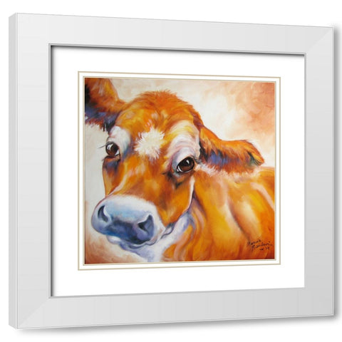 My Jersey Cow Commission White Modern Wood Framed Art Print with Double Matting by Baldwin, Marcia