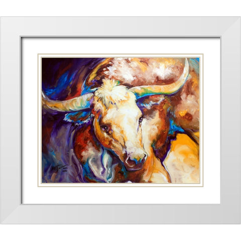 Power Longhorn Abstract White Modern Wood Framed Art Print with Double Matting by Baldwin, Marcia