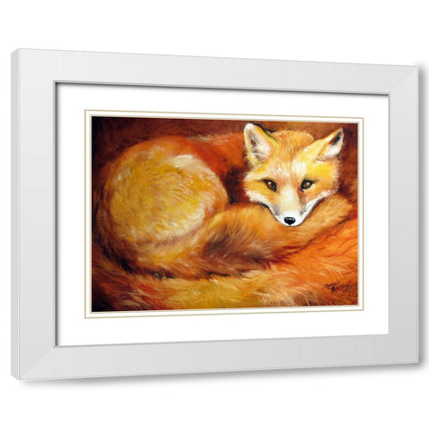 Red Fox Den White Modern Wood Framed Art Print with Double Matting by Baldwin, Marcia