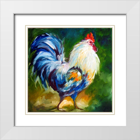 Rooster Walk White Modern Wood Framed Art Print with Double Matting by Baldwin, Marcia