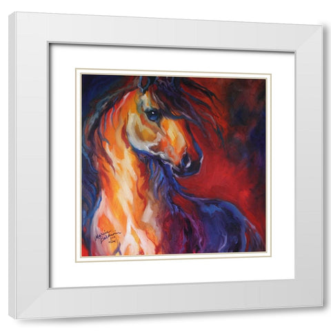 Stallion Red Dawn White Modern Wood Framed Art Print with Double Matting by Baldwin, Marcia