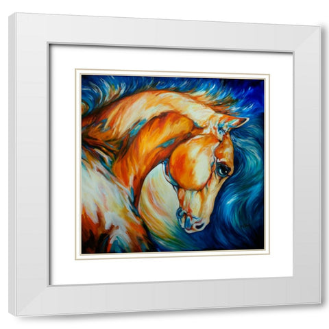 Stallion White Modern Wood Framed Art Print with Double Matting by Baldwin, Marcia