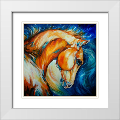 Stallion White Modern Wood Framed Art Print with Double Matting by Baldwin, Marcia