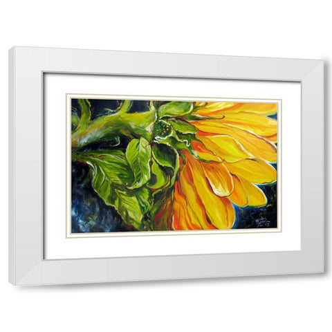 Sunflower Abstract White Modern Wood Framed Art Print with Double Matting by Baldwin, Marcia