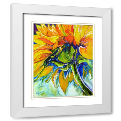 Sunflower In July White Modern Wood Framed Art Print with Double Matting by Baldwin, Marcia