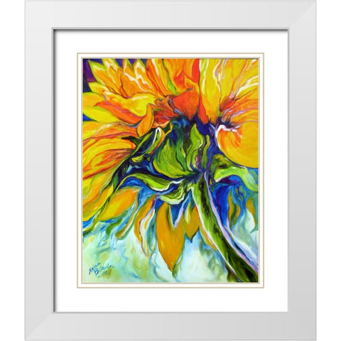 Sunflower In July White Modern Wood Framed Art Print with Double Matting by Baldwin, Marcia