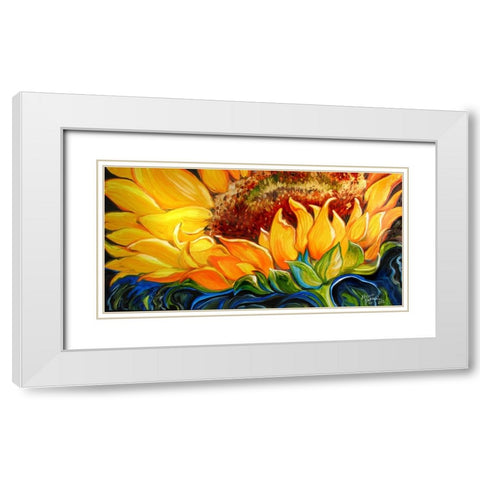 Sunflower Risen Shine White Modern Wood Framed Art Print with Double Matting by Baldwin, Marcia