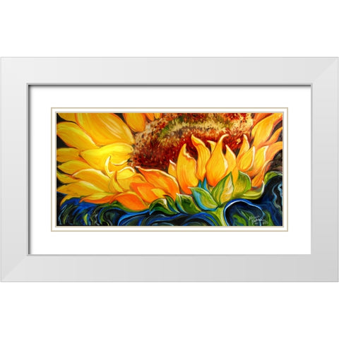 Sunflower Risen Shine White Modern Wood Framed Art Print with Double Matting by Baldwin, Marcia