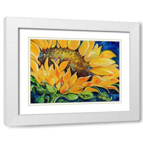 Sunflower September White Modern Wood Framed Art Print with Double Matting by Baldwin, Marcia