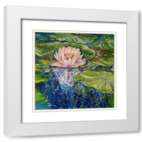 Sweet Lotus White Modern Wood Framed Art Print with Double Matting by Baldwin, Marcia