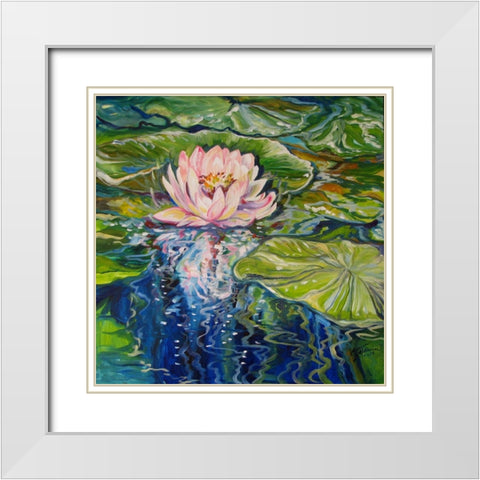 Sweet Lotus White Modern Wood Framed Art Print with Double Matting by Baldwin, Marcia