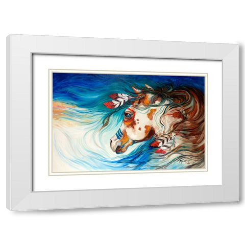 The Drifter Indian War Horse White Modern Wood Framed Art Print with Double Matting by Baldwin, Marcia