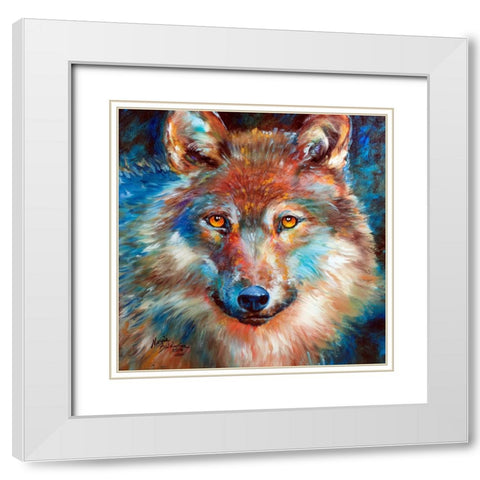 Timber Wolf Abstract White Modern Wood Framed Art Print with Double Matting by Baldwin, Marcia
