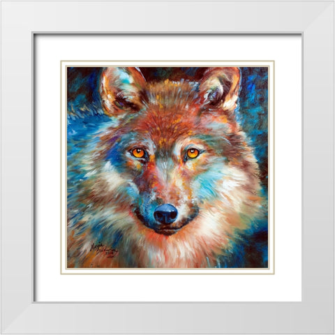Timber Wolf Abstract White Modern Wood Framed Art Print with Double Matting by Baldwin, Marcia