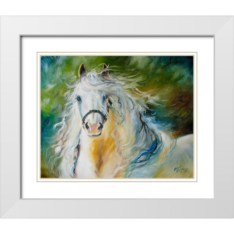 White Cloud The Andlusian Stallion White Modern Wood Framed Art Print with Double Matting by Baldwin, Marcia