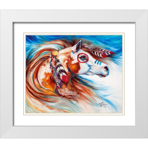Wind Of Thunder Indian War Horse White Modern Wood Framed Art Print with Double Matting by Baldwin, Marcia