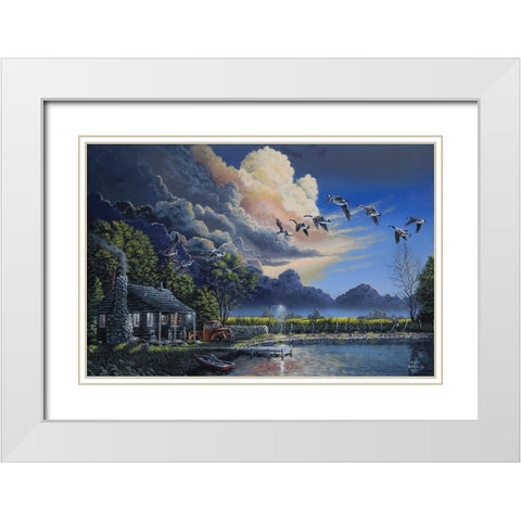 Cozy Country Cabin White Modern Wood Framed Art Print with Double Matting by Harvill, Marc