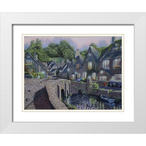 Lamp Light Village White Modern Wood Framed Art Print with Double Matting by Harvill, Marc