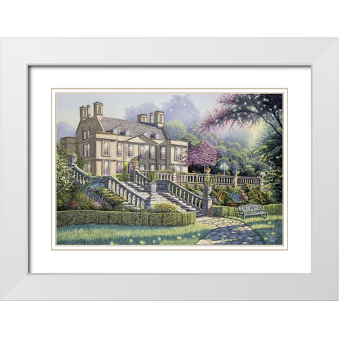 Early Evening in the Flower Garden White Modern Wood Framed Art Print with Double Matting by Harvill, Marc