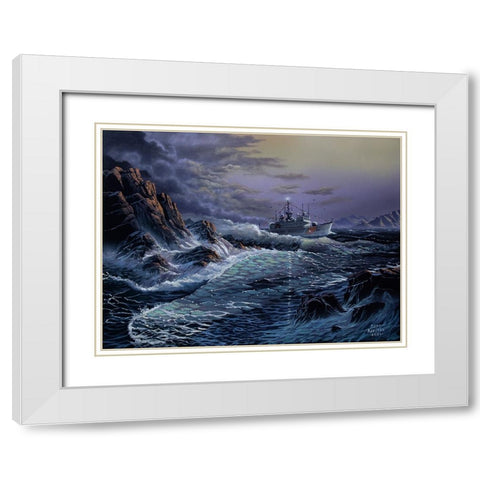 Escanada 907 Coast Guard Ship White Modern Wood Framed Art Print with Double Matting by Harvill, Marc
