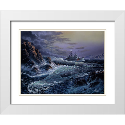 Escanada 907 Coast Guard Ship White Modern Wood Framed Art Print with Double Matting by Harvill, Marc