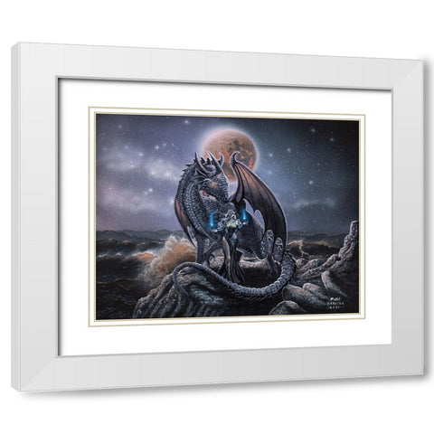Sorcerous and Blood Moon Dragon White Modern Wood Framed Art Print with Double Matting by Harvill, Marc